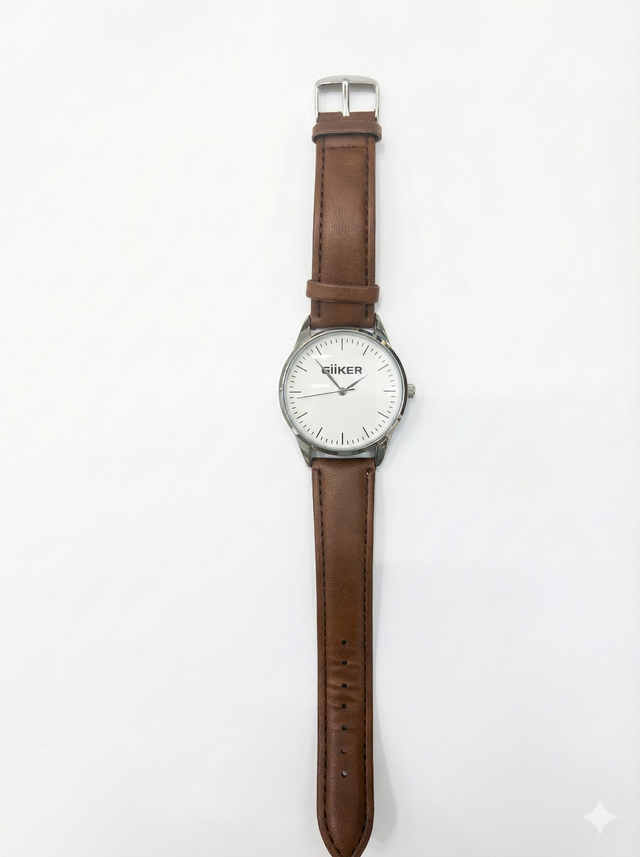 GiiKER Men's Analog Quartz Watch with Brown Leather Strap